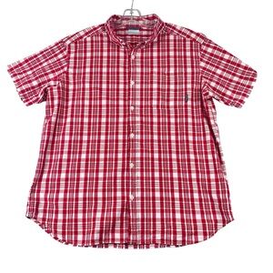 Men's Columbia Regular Fit Stretch Fabric Plaid Short Sleeve Button Down XL 0030